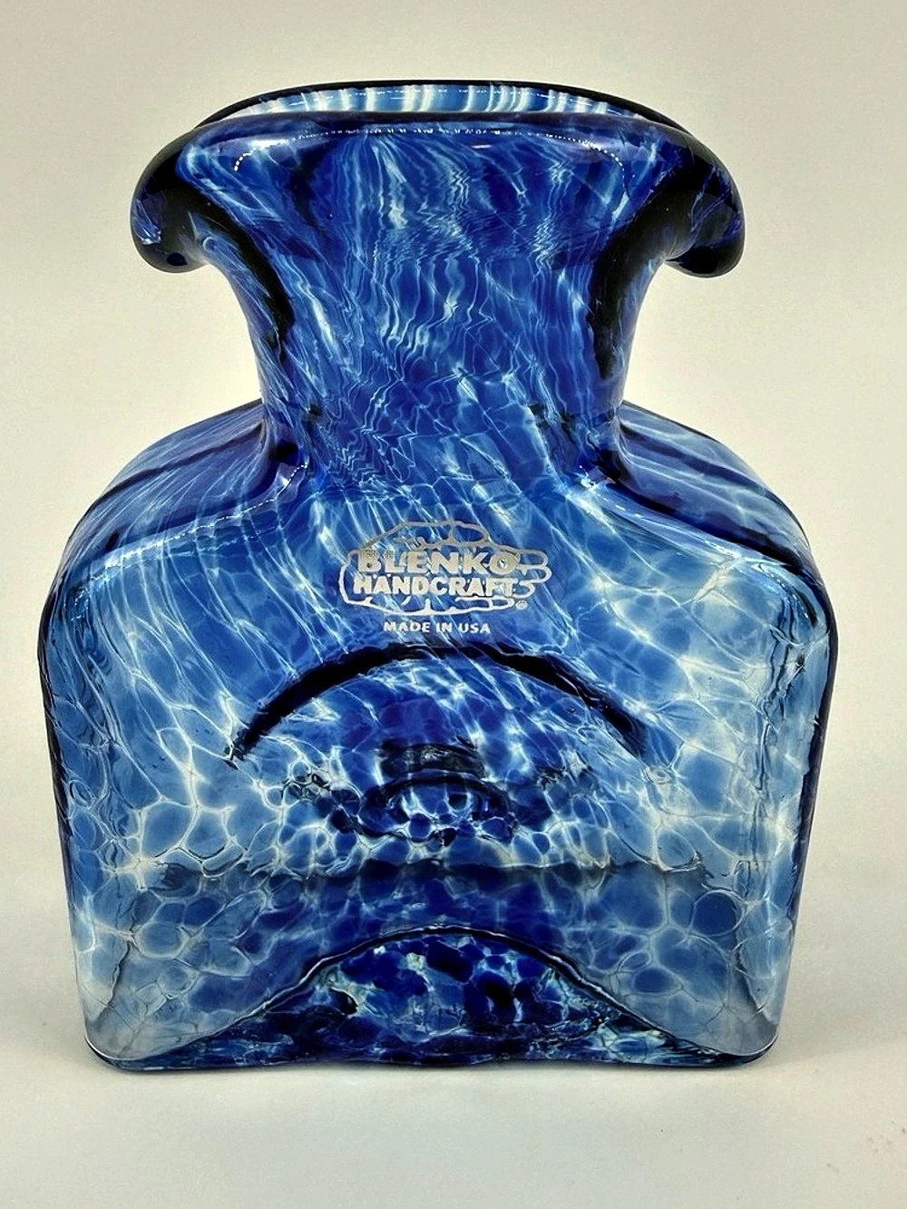 Mikasa Blue Art Glass Vase Like New